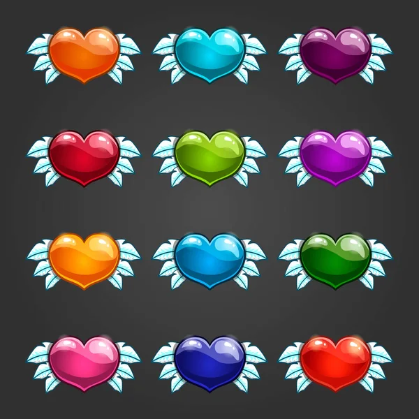 Set with cartoon hearts — Stock Vector