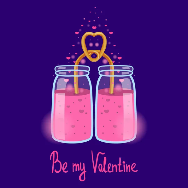 Carte de voeux avec smoothies d'amour — Image vectorielle