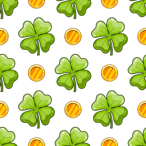Seamless pattern with clover leaf — Stock Vector