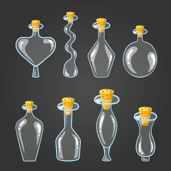 Grote set met lege verschillende fles elixer — Stockvector