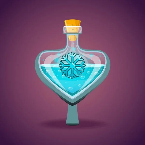 Kar tanesi ile sihirli iksiri şişe — Stok Vektör