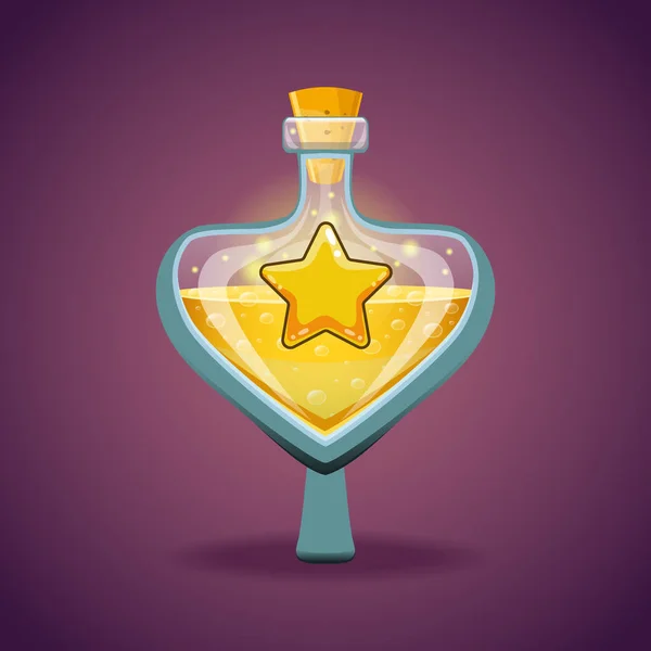 Flasche mit Stern, magisches Elixier — Stockvektor