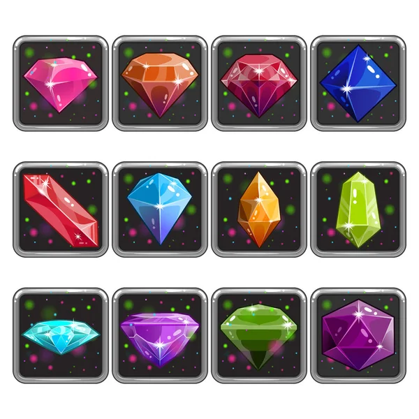 Set di icone dell'applicazione con gemme — Vettoriale Stock