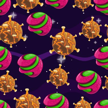 Fantazy çizgi film gezegen ile Seamless Modeli