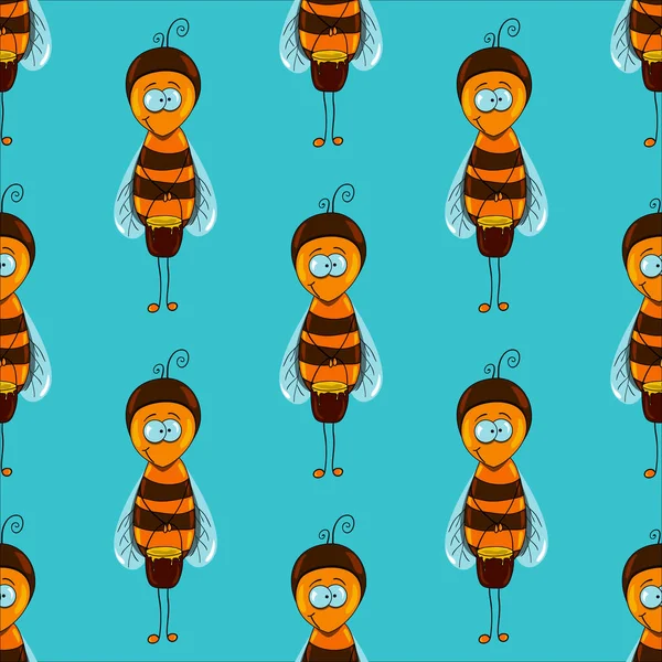 Nahtloses Muster mit Bienen — Stockvektor