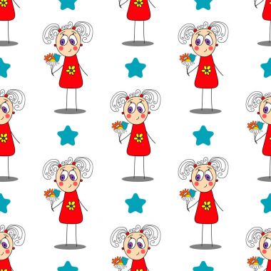 Sevimli kız ile Seamless Modeli