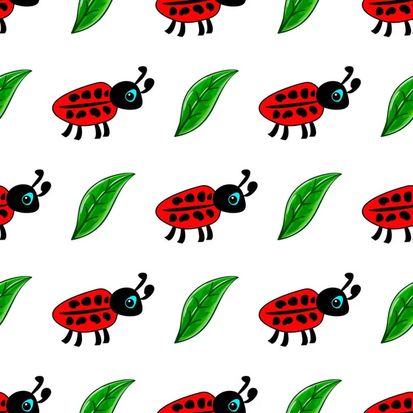 Seamless pattern with ladybug — Stock Vector