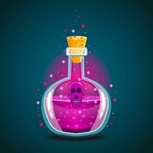 Bottle of magic elixir with skull-2