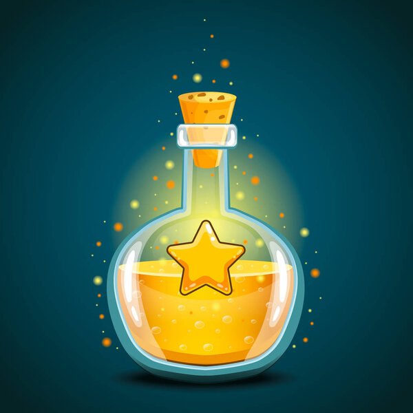 Bottle of magic elixir with star