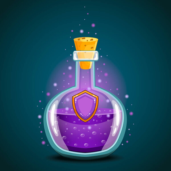 Бутылка волшебного эликсира со щитом

