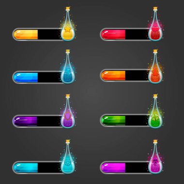 İksir şişeli bir çubuk indirme makinesi seti