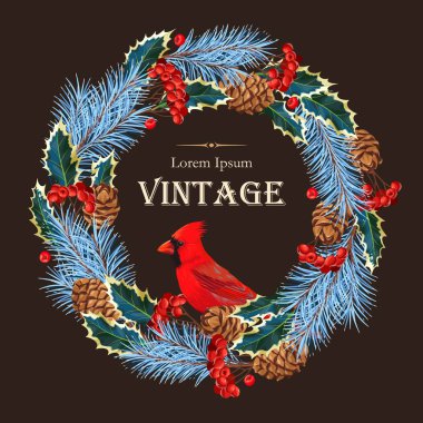 Kış çelenk ile kartı