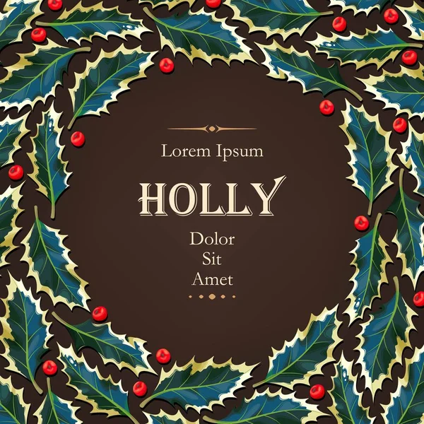 Holly ile kartı — Stok Vektör