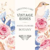Картина, постер, плакат, фотообои "greeting card with roses", артикул 129564790