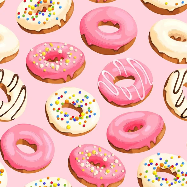 Donuts glacés sans couture — Image vectorielle