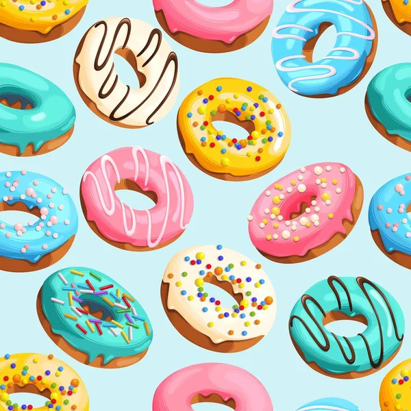 Glazed donuts seamless — Stock Vector