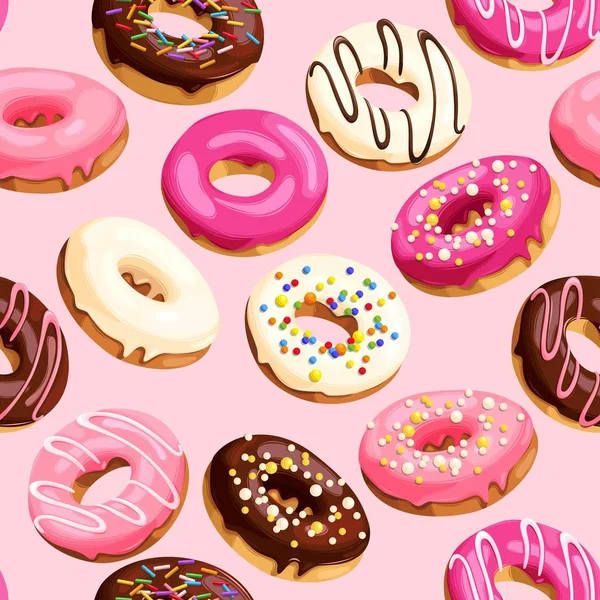 Donuts vitrificados sem costura —  Vetores de Stock