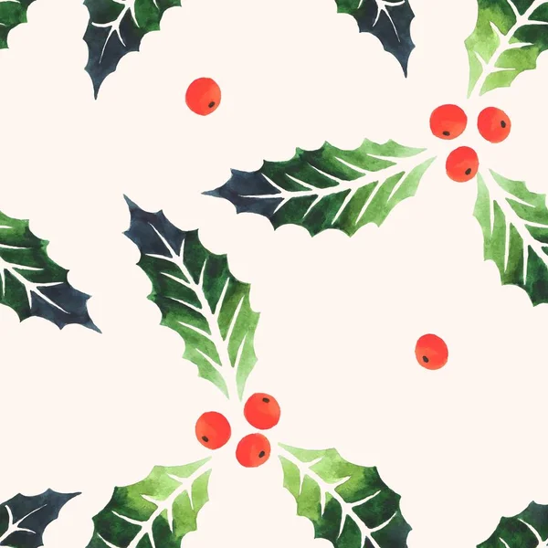 Naadloze aquarel holly — Stockvector