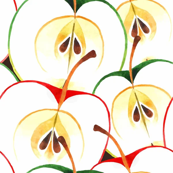 Pommes aquarelle sans couture — Image vectorielle