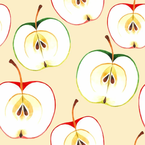 Sömlös akvarell äpplen — Stock vektor