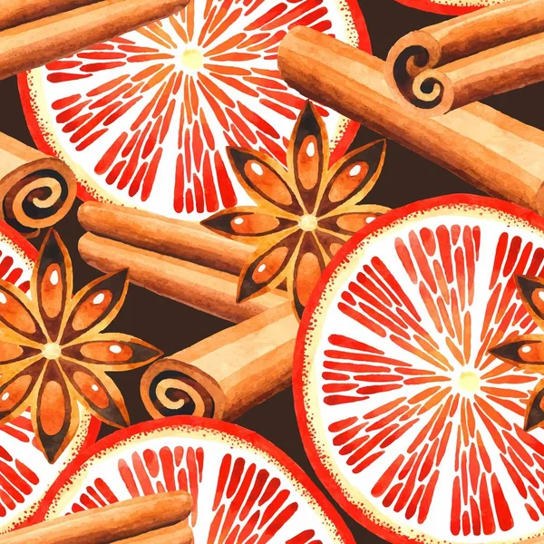 Orange et cannelle sans couture — Image vectorielle