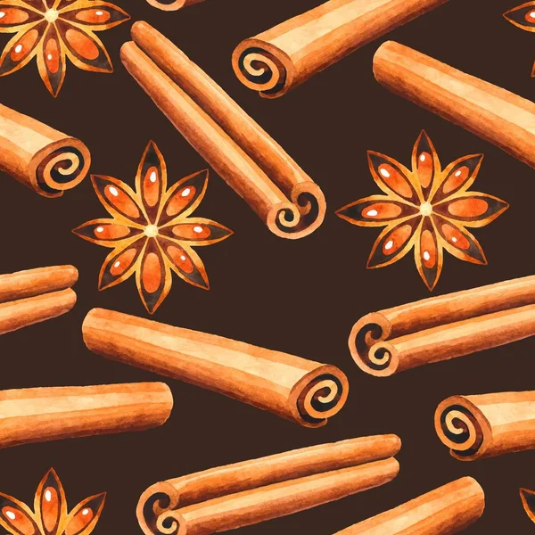 Cinnamon and star anise seamless — Stock Vector
