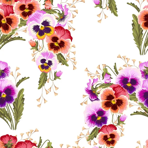 Inconsútil varicolored pansies — Vector de stock