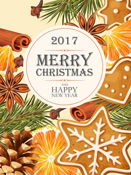 Weihnachtskarte mit Glühweinzutaten — Stockvektor