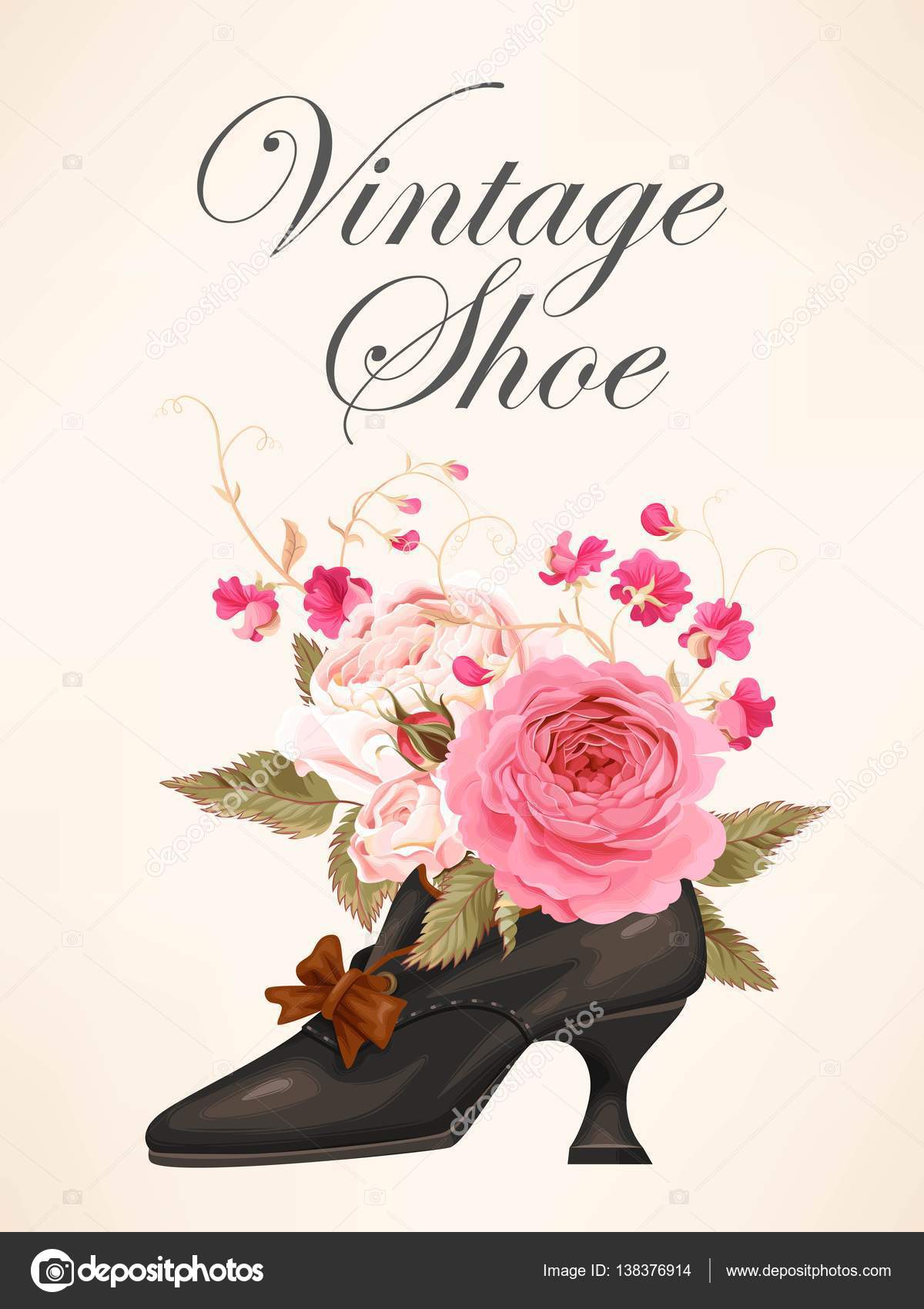 Vintage shoe with roses Stock Vector by ©Greylilac 138376914