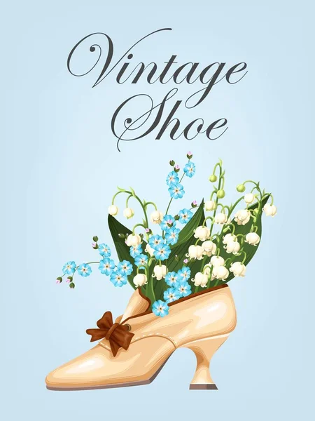 Vintage schoen met bloemen — Stockvector