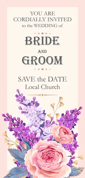 Invitación de boda con flores de primavera — Archivo Imágenes Vectoriales
