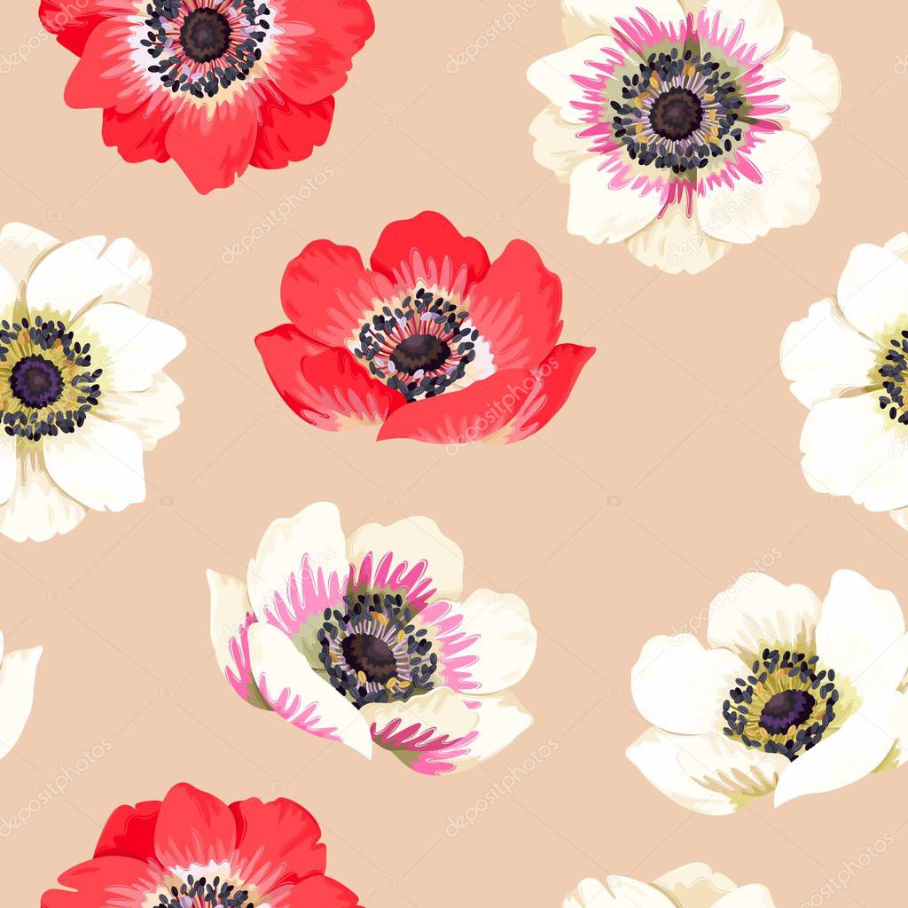 Seamless colorful anemones