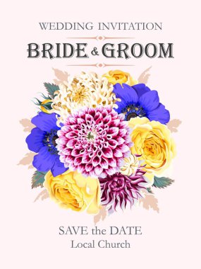 Çiçeklerle düğün davetiyesi