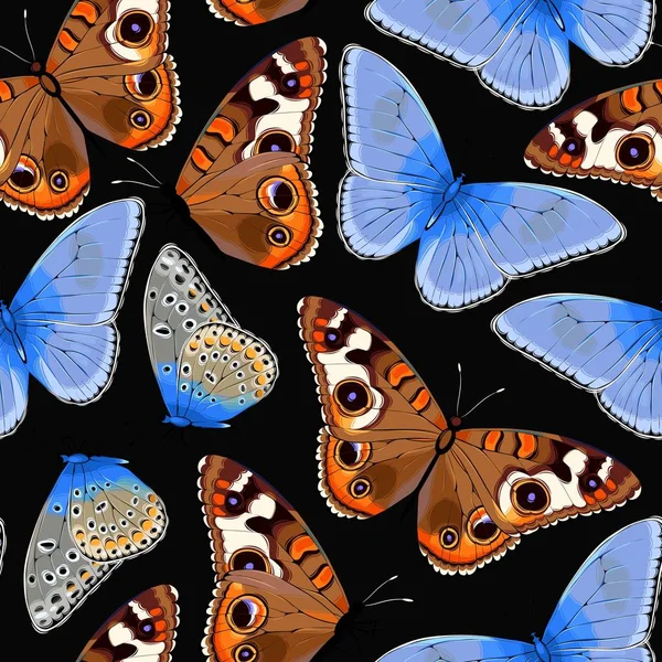 Pestrobarevný motýli bezešvé — Stockový vektor