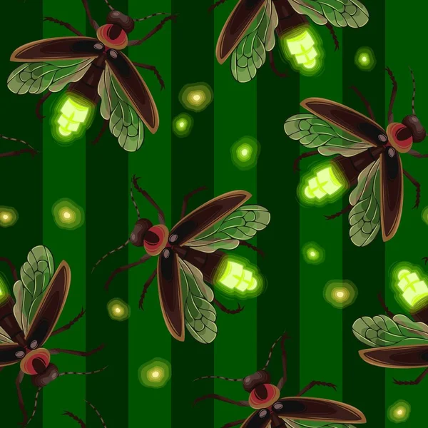 Firefly patrón de vector sin costura — Archivo Imágenes Vectoriales