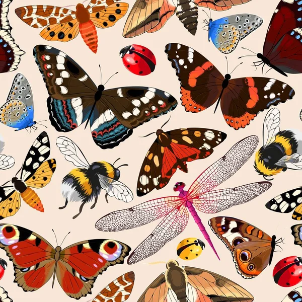 昆虫无缝模式 — 图库矢量图片