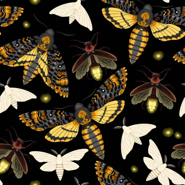 Flygande nattfjärilar sömlös — Stock vektor