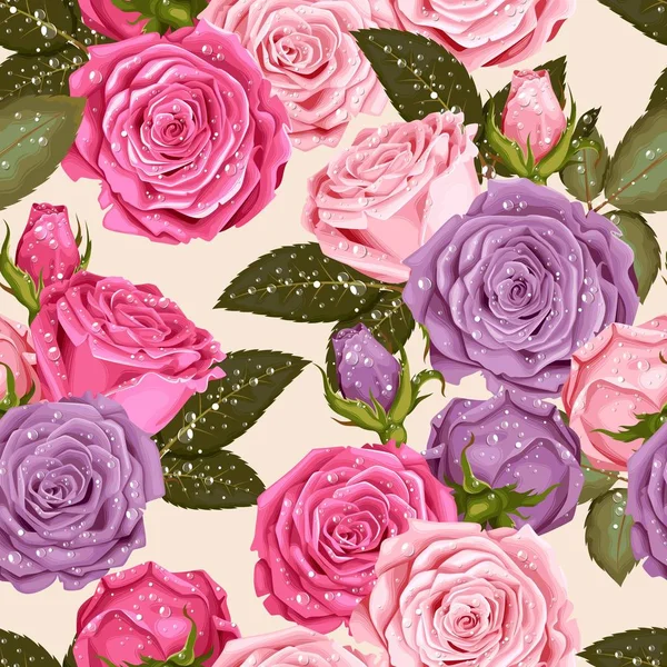 Vackra rosor sömlös — Stock vektor