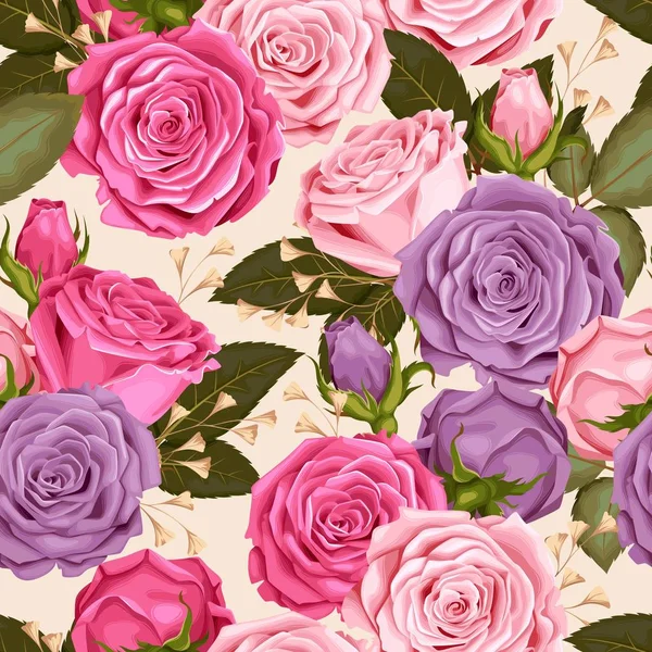 シームレスな美しいバラの花 — ストックベクタ