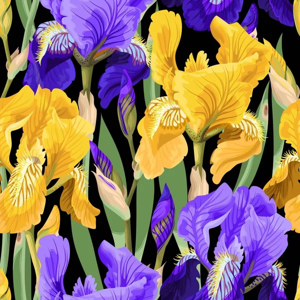 Blomstermønster med irisblomster – stockvektor