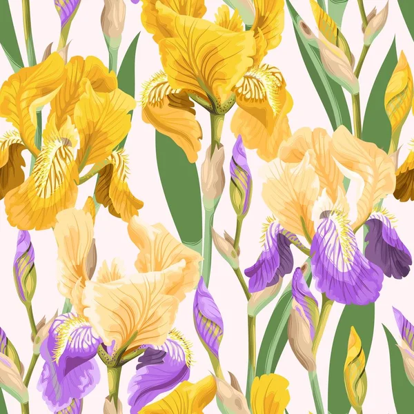 Blumenmuster mit Irisblüten — Stockvektor