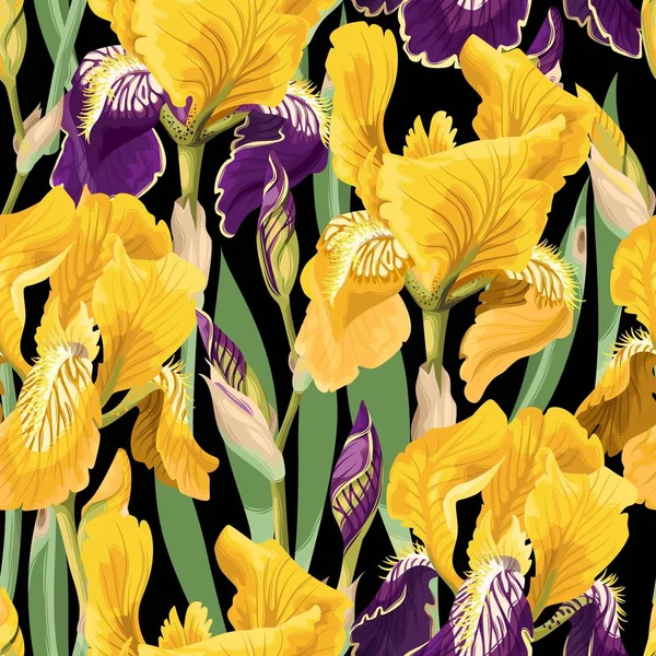 Λουλουδάτο μοτίβο με τα λουλούδια της ίριδας — Διανυσματικό Αρχείο