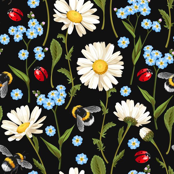 Цветы луга бесшовные
