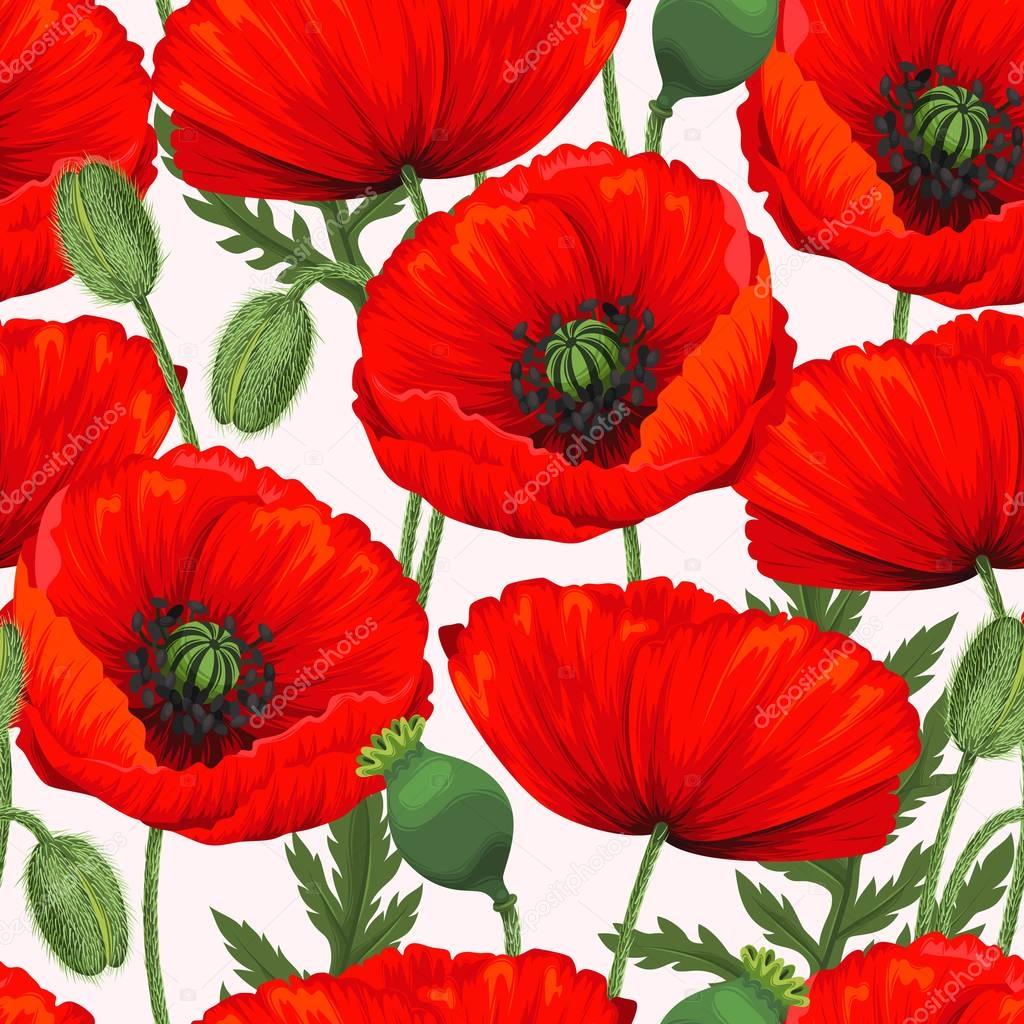 Red poppies seamless