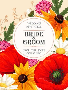 Çayır çiçeklerle Vintage kartı