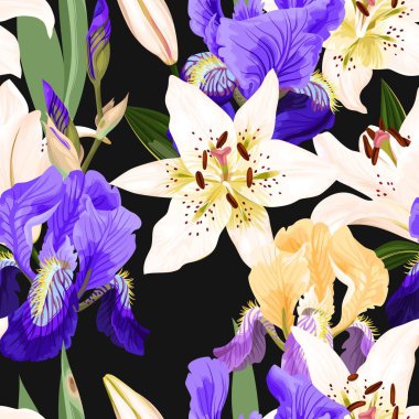 Lilyum ve süsen ile Seamless Modeli