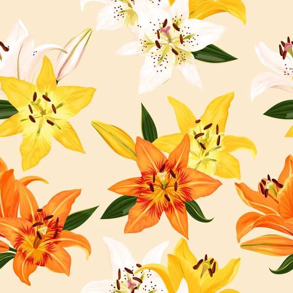 Seamless pattern with lilies — Stock Vector