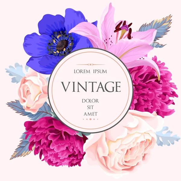 Cartão vintage com flores —  Vetores de Stock