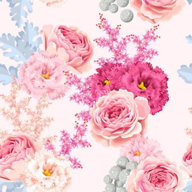 Eustoma ve gül ile Seamless Modeli