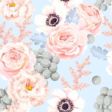 Eustoma ve gül ile Seamless Modeli